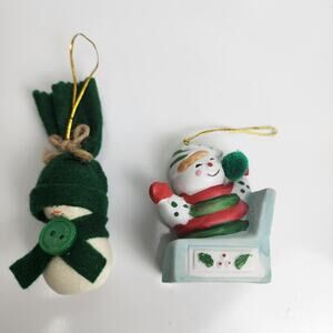Vintage BOA Jack In The Box Christmas Bell- Taiwan & Handmade Green Snowman Lot